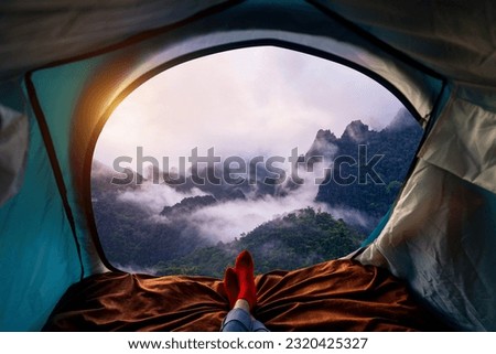 Similar – Image, Stock Photo Tourist tent in mountains on snow