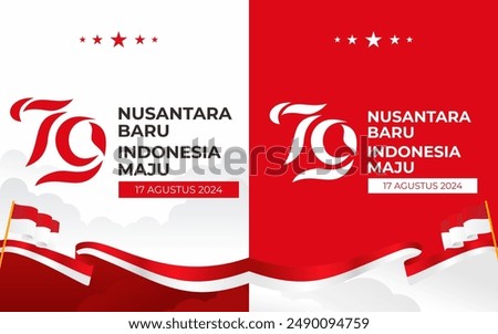 79th Indonesia logo. Independence Day of the Republic Indonesia 2024. greeting card with red and white design