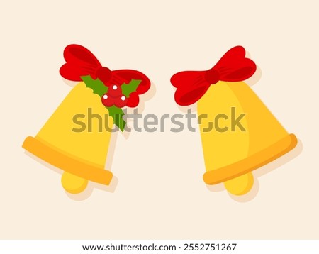 Vector illustration of jingle bells filled with Christmas spirit. The sound of jingle bells is often associated with a festive and joyful atmosphere. Perfect for designs the spirit of Christmas.