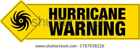 Hurricane warning banner with sign. Vector.