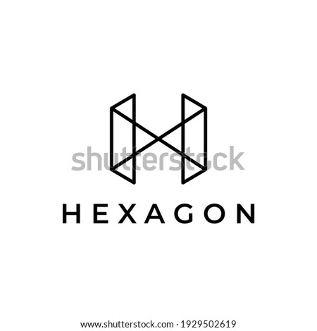 Abstract Initial Letter H Logo. Black Geometric Hexagonal Line Style. Usable for Business and Branding Logos. Flat Vector Logo Design Ideas Template Element. Eps10 Vector
