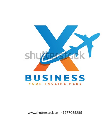 Letter X with Airplane Logo Design. Suitable for Tour and Travel, Start up, Logistic, Business Logo Template
