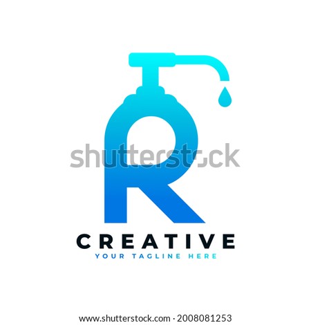 Antibacterial Hand Sanitizer Logo. Initial Letter R with Hand Sanitizer Logo. Stock foto © 