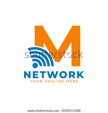 Initial Letter M with Signal Sign Logo Branding Identity Logo Design Template Zdjęcia stock © 