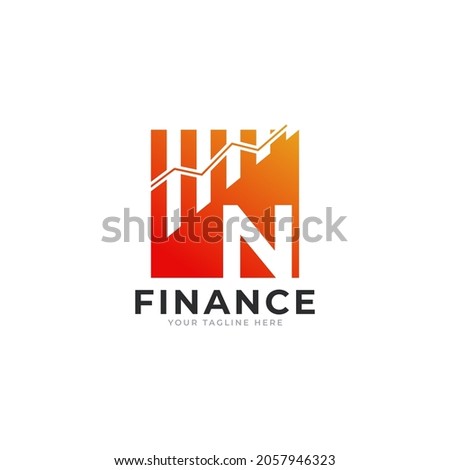 Initial Letter N Chart Bar Finance Logo Design Inspiration