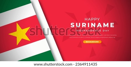 Happy Suriname Independence Day Design Paper Cut Shapes Background Illustration for Poster, Banner, Advertising, Greeting Card