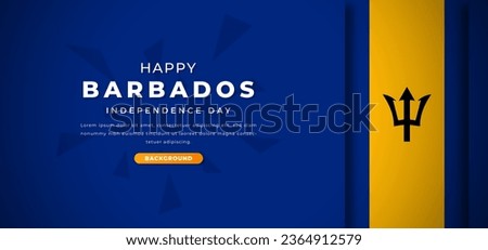 Happy Barbados Independence Day Design Paper Cut Shapes Background Illustration for Poster, Banner, Advertising, Greeting Card