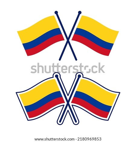 Crossed Colombia flag symbol. A set of simple vector icons.