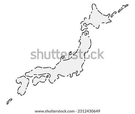 Hand drawn style illustration. of Japanese archipelago.