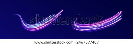 Purple fire flames of space rocket, shuttle launch. Comet or meteor trails isolated on transparent background.	