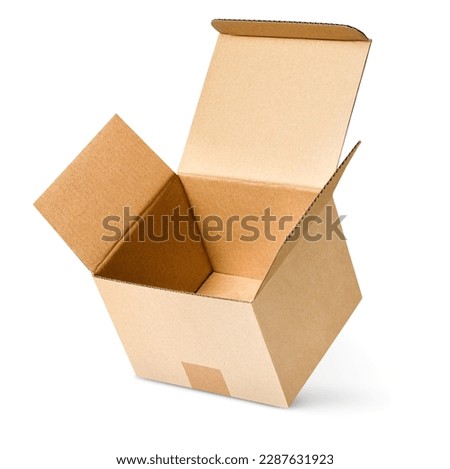 Similar – Image, Stock Photo Open brown cardboard box with the inscription!