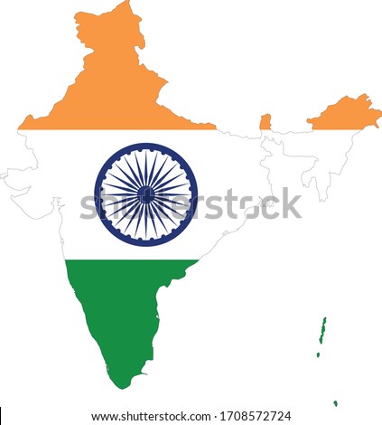 vector illustration of India map with flag