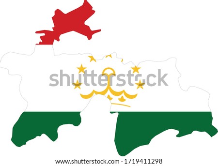 vector illustration of Tajikistan map with flag