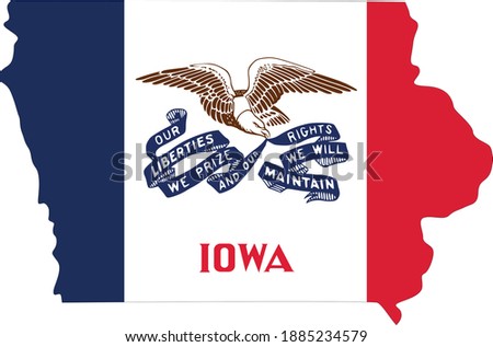 vector illustration of Iowa State map and flag 