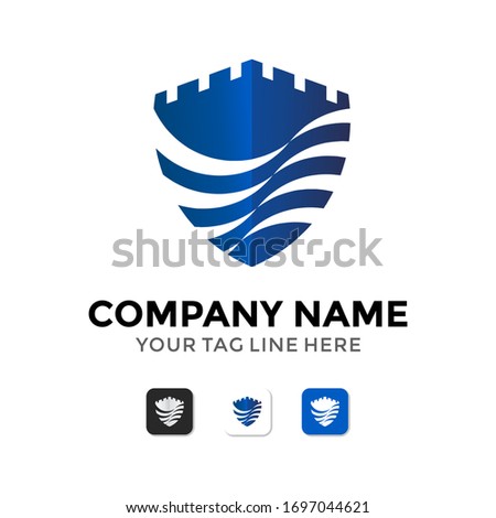 Abstract Shield Castel Classic Logo Design Tamplate