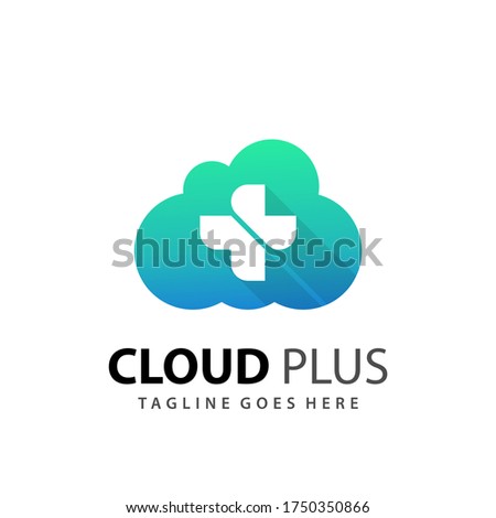 Abstract Cloud Plus Medical Icon Logo Design Vector Illustration Template