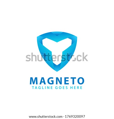 Abstract Magneto Shield Helmet Modern Logos Design Vector Illustration Template Stock
