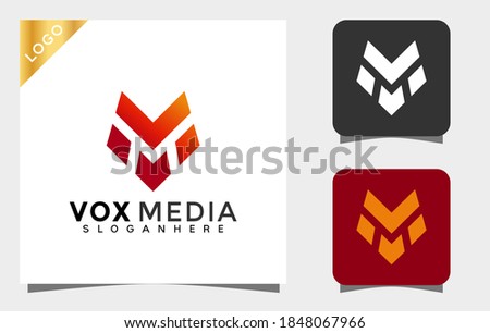 Abstract Letter M Vox Media Modern logo designs vector Illustration