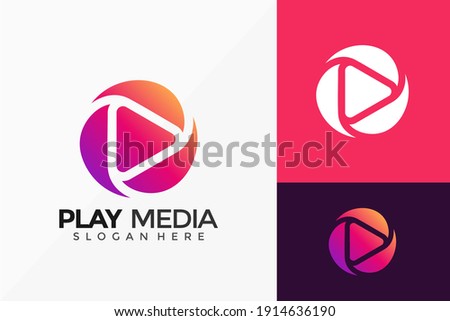 Colorful Play Media Logo Design. Creative Idea logos designs Vector illustration template