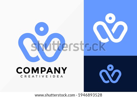 W Letter Human People Business Logo Vector Design. Abstract emblem  designs concept  logos  logotype element for template. Zdjęcia stock © 
