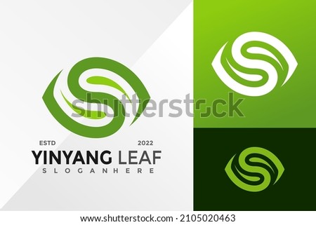 Letter S YinYang Leaf Logo Design Vector illustration template