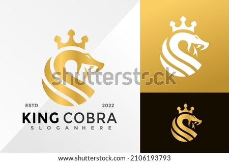 Gold King Cobra Logo Design Vector illustration template