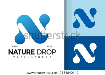 Letter N Nature Drop Logo Design Vector Template