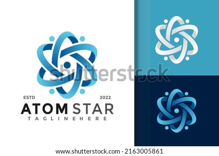 Nucleus Atom Star Logo Design Vector Template