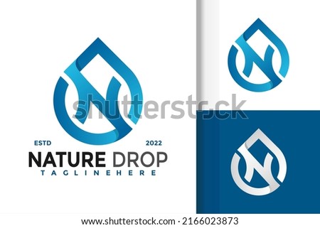 Letter N Nature Drop Modern Logo Design  Vector Template Foto stock © 