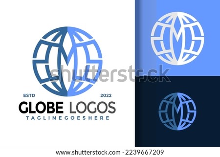 Abstract Letter M Globe Logo Design Vector Illustration Template