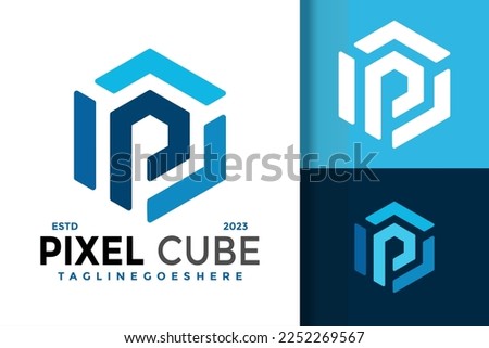Letter P Cube Box Logo Logos Design Element Stock Vector Illustration Template