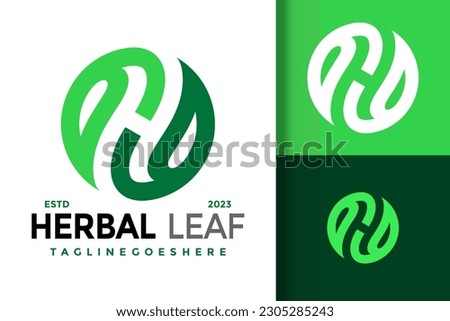 Letter H Green Leaf Logo vector icon illustration