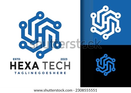 Letter H Hexagon Technology Logo vector icon illustration