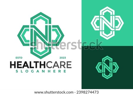 Letter N Health Care Medical Logo design vector symbol icon illustration