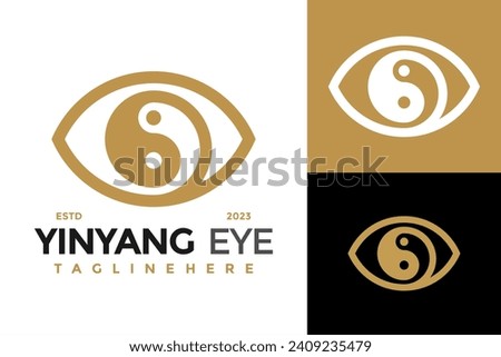Yin Yang Eye Vision Logo design vector symbol icon illustration