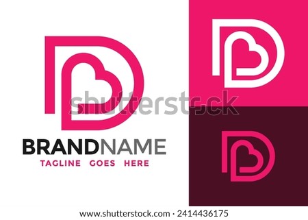 Letter Db or Bd Heart Love Logo Design Vector Template