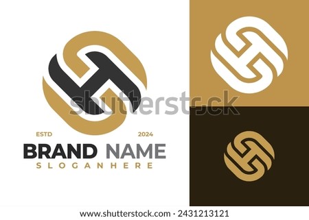 Letter S H Monogram Logo design vector symbol icon illustration