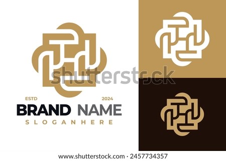 Letter H Square logo design vector symbol icon illustration