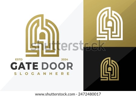 Gate Door logo design vector symbol icon illustration