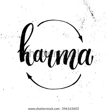 Hand lettering illustration - karma. Vector