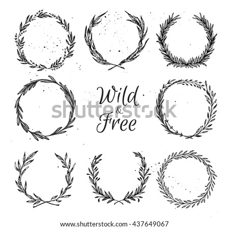 Hand drawn vector illustration - Laurels and wreaths. Design elements for invitations, greeting cards, quotes, blogs, posters and more. Perfect For Wedding Frames. Сток-фото © 