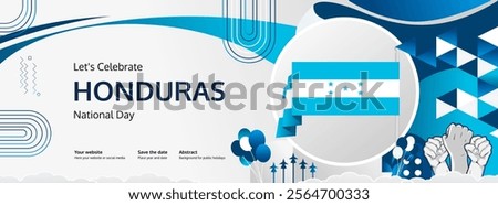 Happy Honduras Independence Day banner in modern style. Wide banner for website, social and more with typography. Illustration for national holiday celebration party