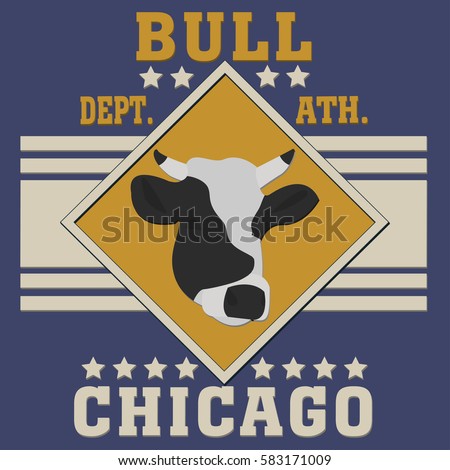 Chicago sport typography t-shirt champion college team bull icon - vector