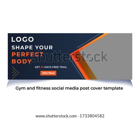Gym and fitness social media post and facebook cover template