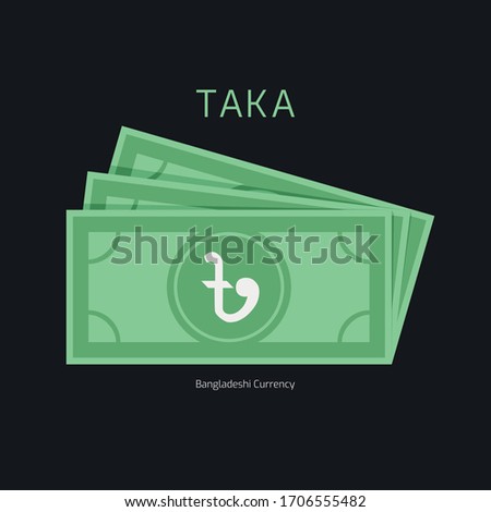 Bangladeshi Taka Banknotes. Flat paper money vector illustration and design. BD Currency. BDT banknote sign. Bangladeshi payment and finance element symbol.