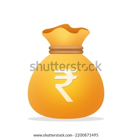 Money bag with Rupee sign. Cash, money, business and finance element, financial solution, prepayment and investment Symbol. 3d vector financial items.