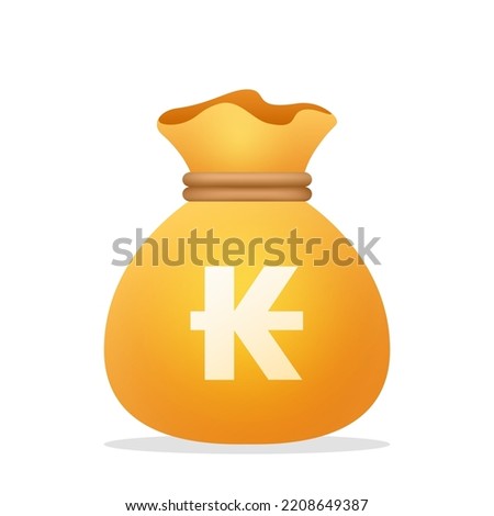 Money bag with Lao Kip sign. Cash, money, business and finance element, financial solution, prepayment and investment concept. Vector Laos currency Symbol.