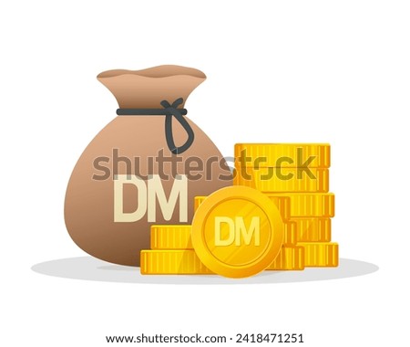 Gold Coins Stack With Germany Deutsche Mark Sign. Germany Cash Financial symbol.