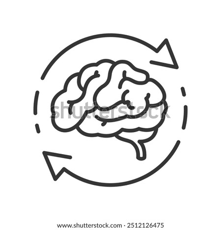 Thinking refresh brain icon. Mind refresh, update  human brain work, reload vector illustration.