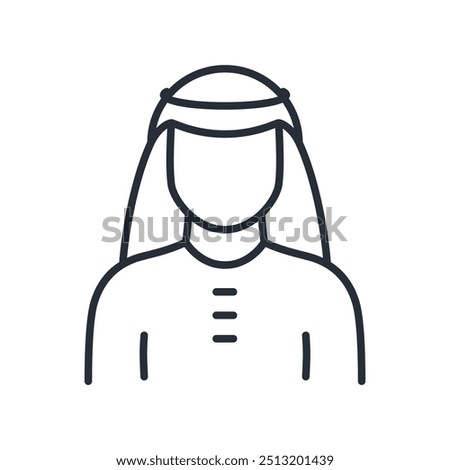 Male muslim icon. Arab boy thin line vector illustration.